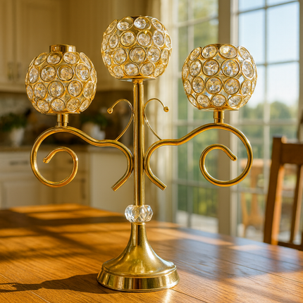 Crystal 3-Head Candle Holder