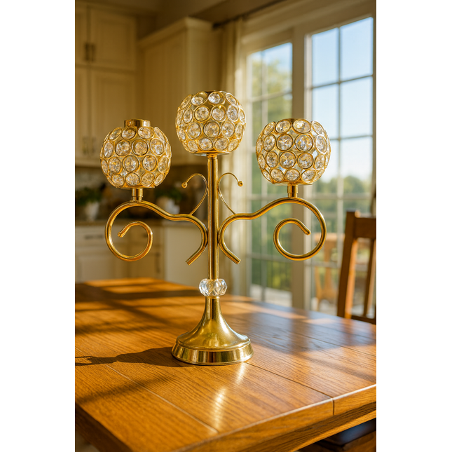 Crystal 3-Head Candle Holder