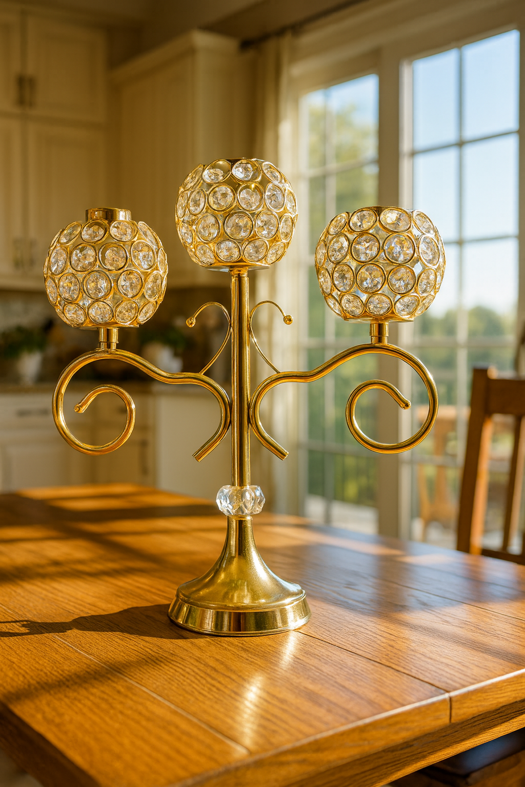 Crystal 3-Head Candle Holder