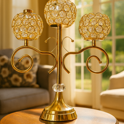 Crystal 3-Head Candle Holder