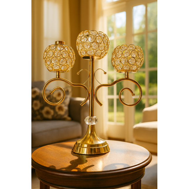 Crystal 3-Head Candle Holder