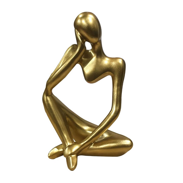 Abstract Gold Thinking Woman Statue