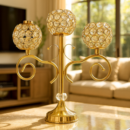 Crystal 3-Head Candle Holder